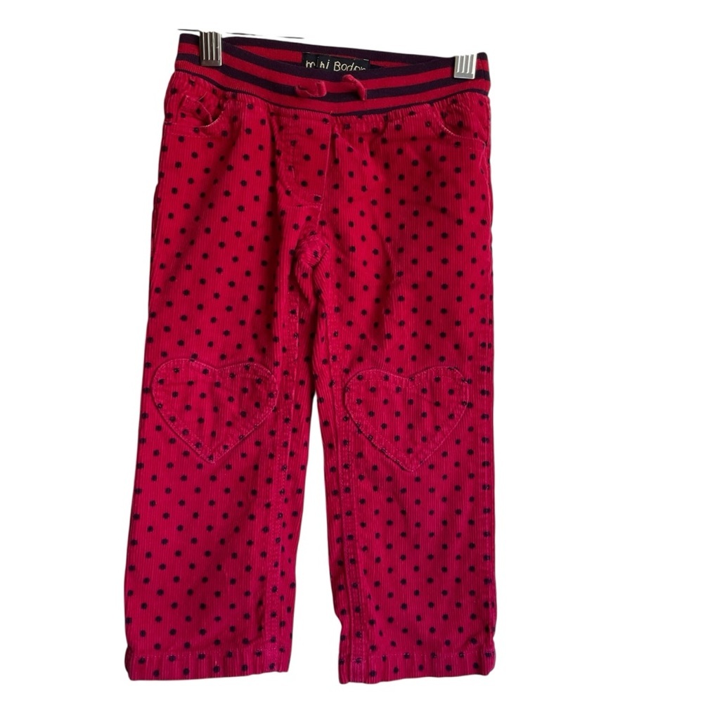 Mini Boden Corduroy Pants with Heart Pockets Heart Knee Patches